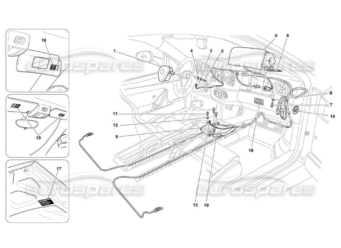 ferrari 360 challenge stradale diagramma delle parti degli airbag