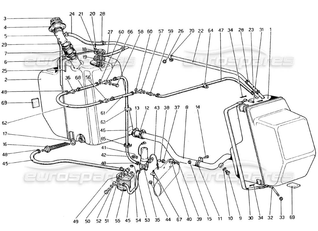 ferrari 308 gtb (1976) sistema di alimentazione carburante diagramma delle parti