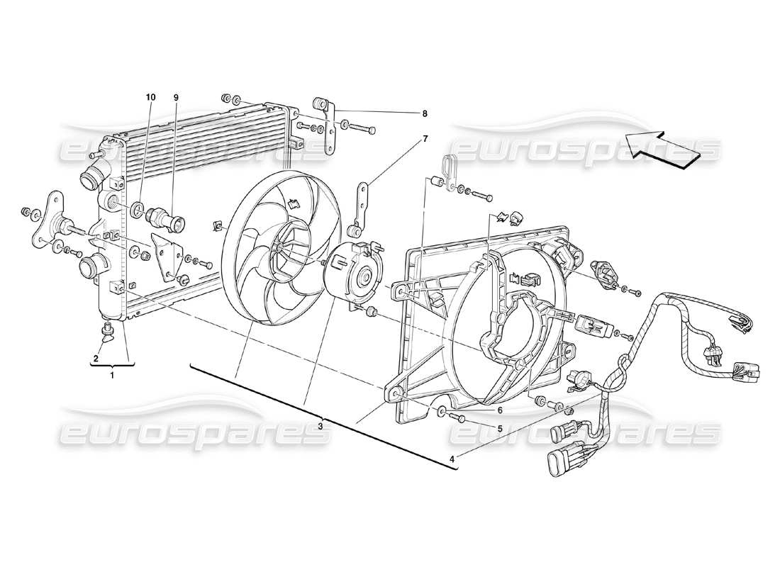 ferrari 360 challenge (2000) radiatori del sistema di raffreddamento schema delle parti