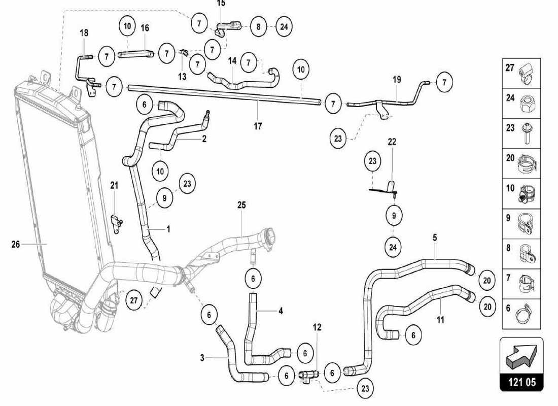 lamborghini centenario spider sistema di raffreddamento ad acqua diagramma delle parti