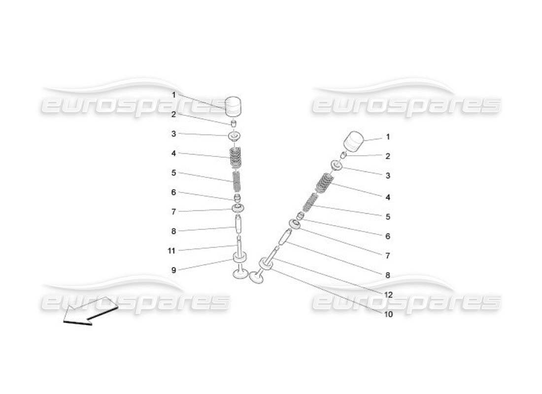 maserati qtp. (2005) 4.2 diagramma delle parti delle valvole