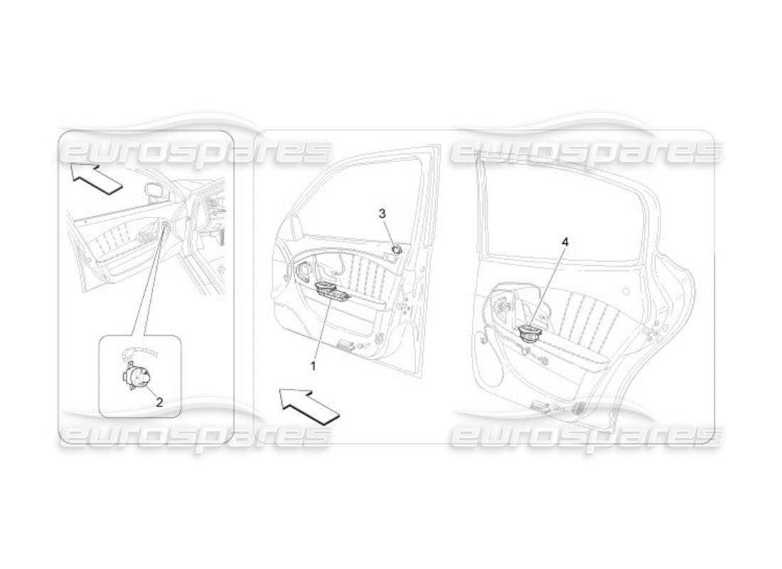 maserati qtp. (2005) 4.2 diagramma delle parti dei dispositivi per porte