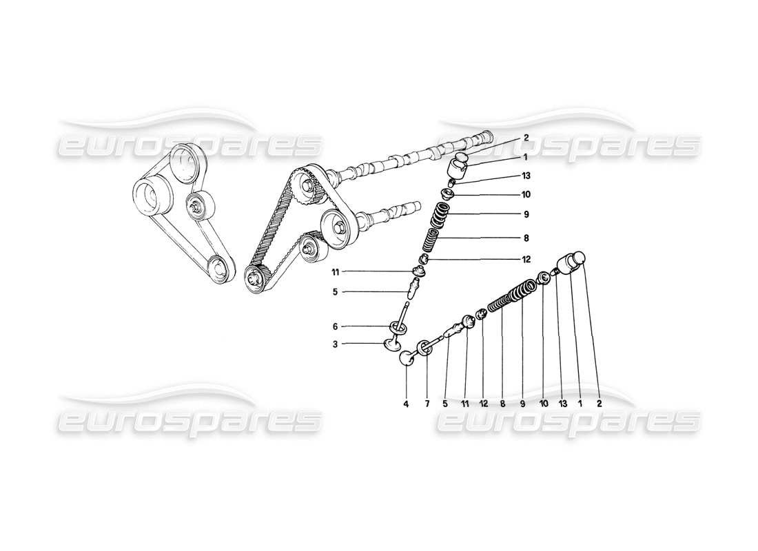 ferrari mondial 8 (1981) sistema di distribuzione - punterie diagramma delle parti