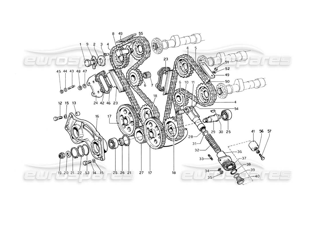 ferrari 246 dino (1975) controllo del tempo diagramma delle parti