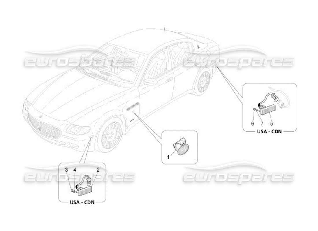 maserati qtp. (2005) 4.2 diagramma delle parti dei gruppi ottici laterali