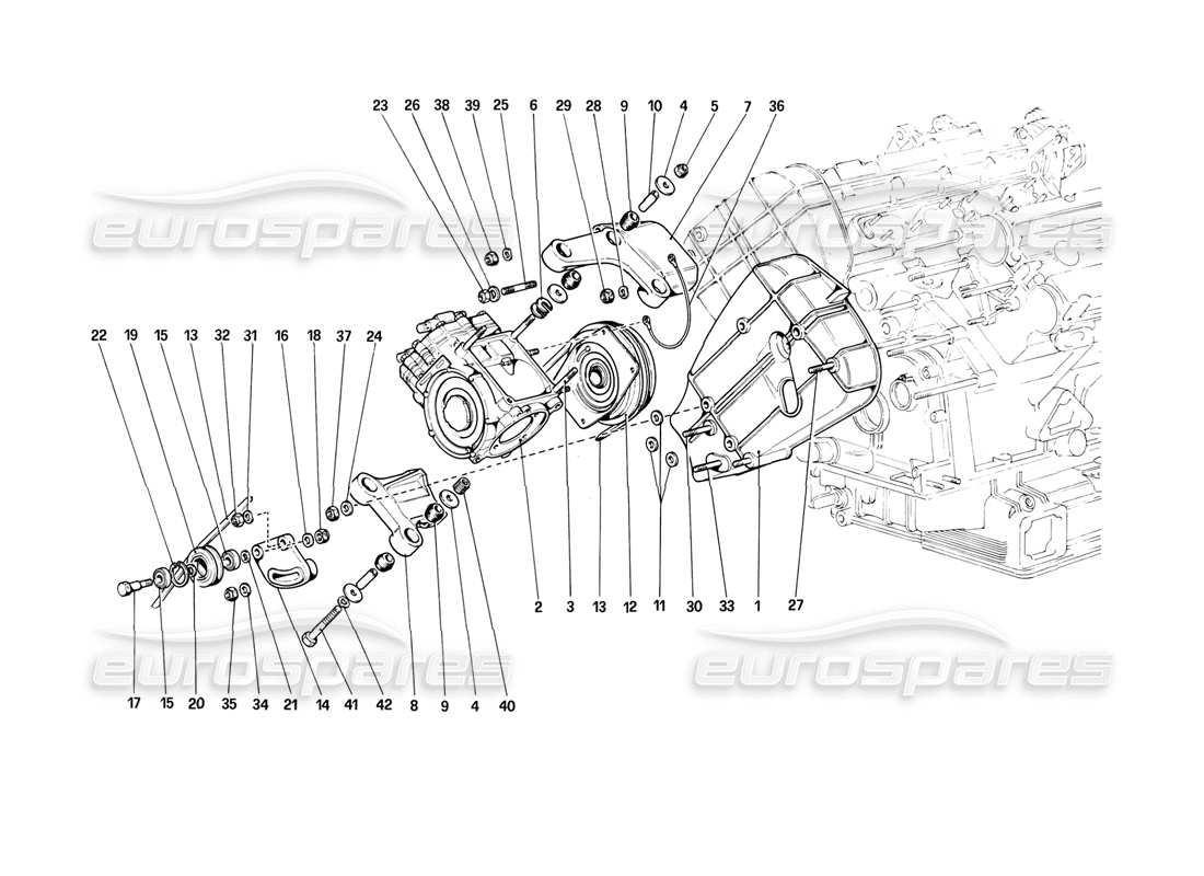 ferrari mondial 8 (1981) diagramma delle parti del compressore e dei controlli dell'aria condizionata