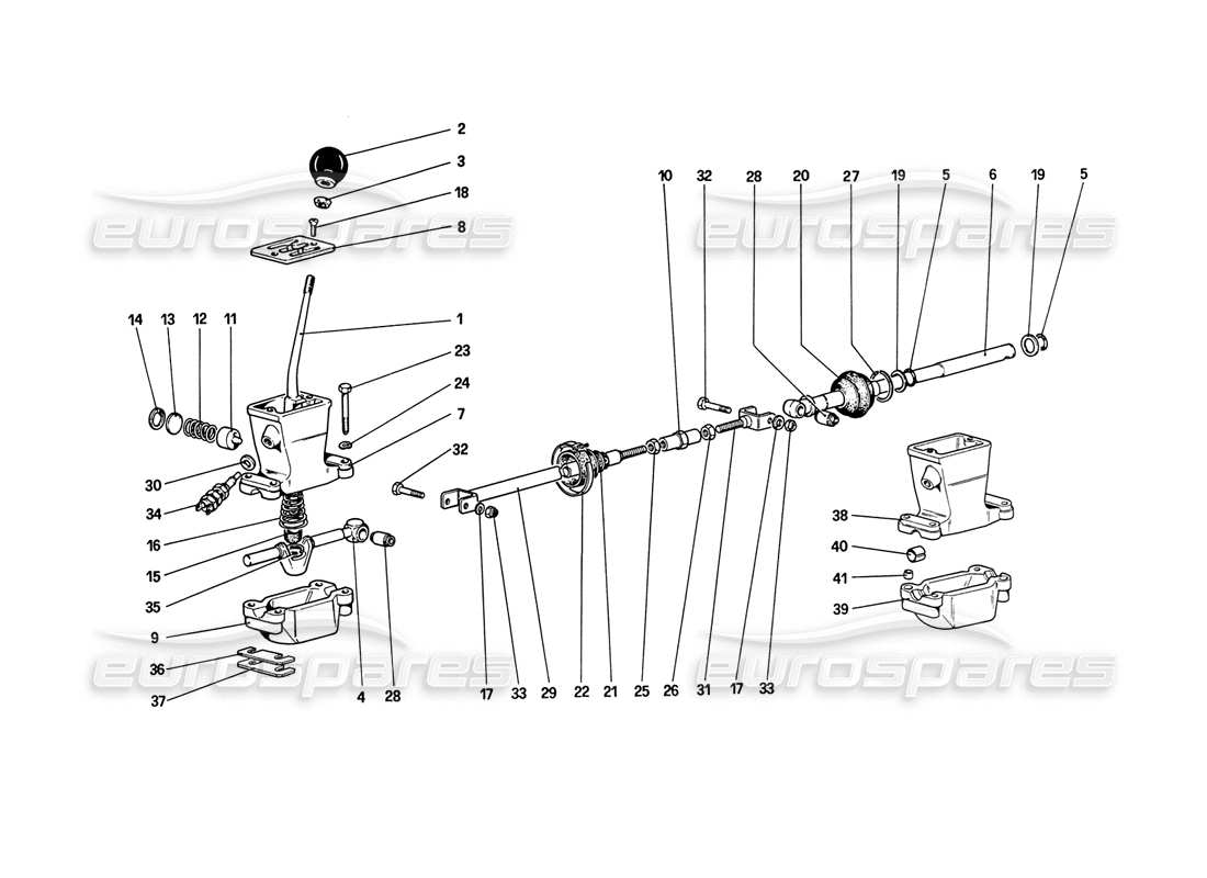ferrari 208 turbo (1989) diagramma delle parti dei controlli esterni del cambio