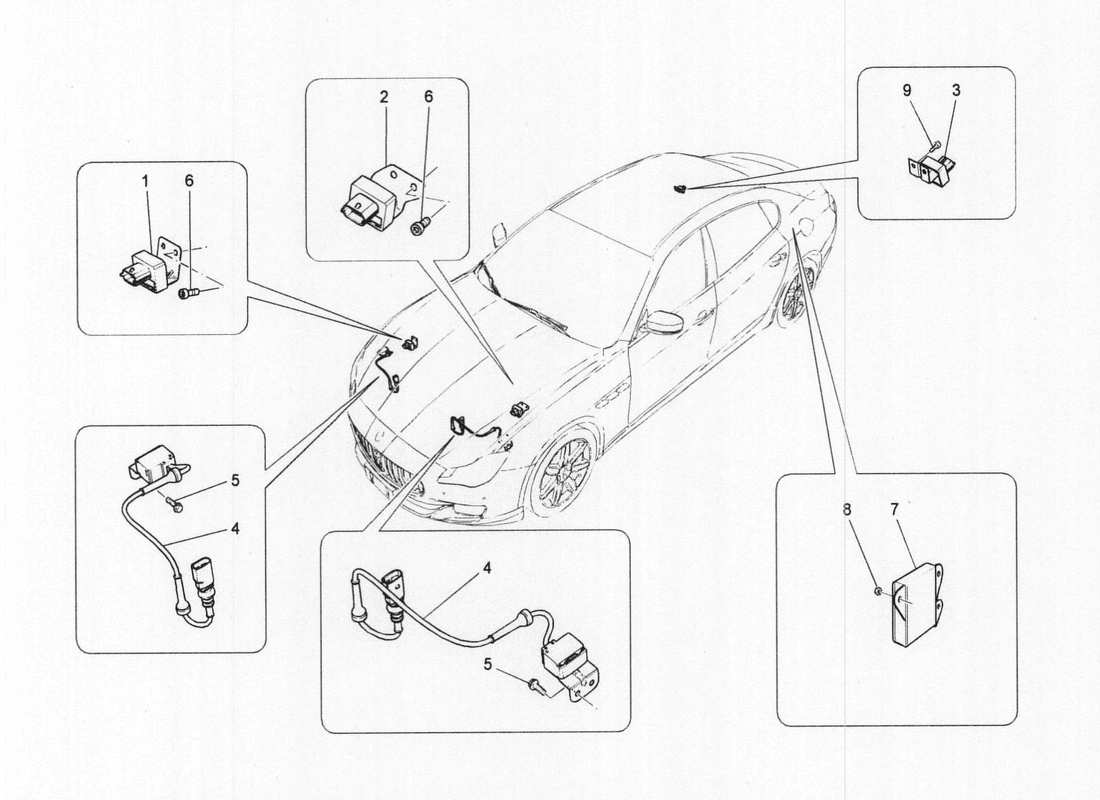 maserati qtp. v6 3.0 bt 410bhp 2wd 2017 diagramma delle parti del controllo elettronico (sospensione).