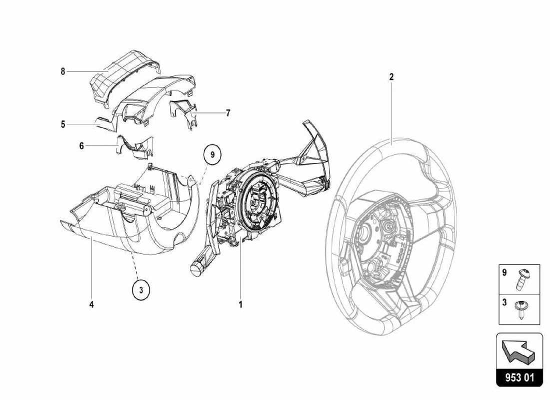 lamborghini centenario spider schema della parte dello sterzo a pignone e cremagliera