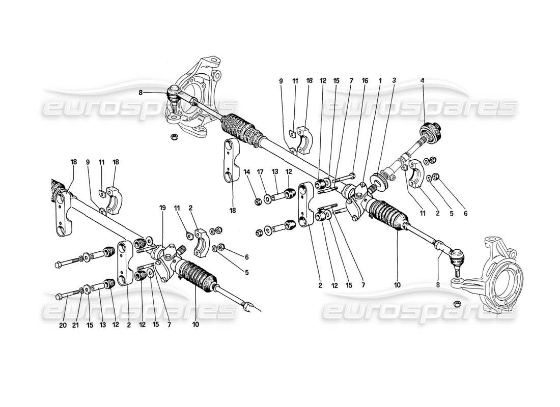 ferrari 208 turbo (1989) scatola sterzo e collegamento diagramma delle parti