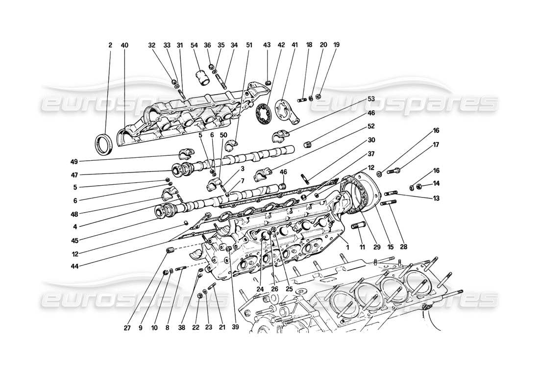 ferrari 308 gtb (1980) testata (destra) diagramma delle parti