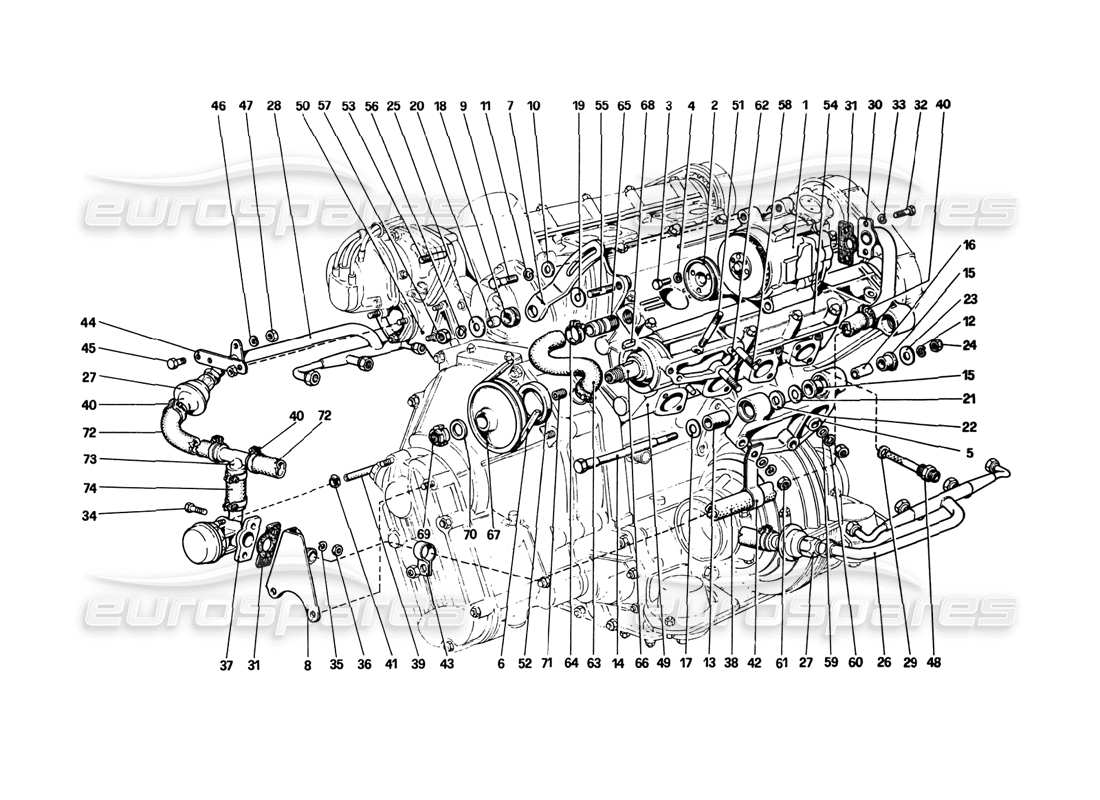 ferrari 308 gtb (1980) diagramma delle parti della pompa dell'aria e delle tubazioni (varianti per la versione aus).
