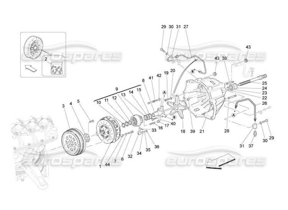 maserati qtp. (2005) 4.2 dischi di attrito e alloggiamento per cambio f1 diagramma delle parti