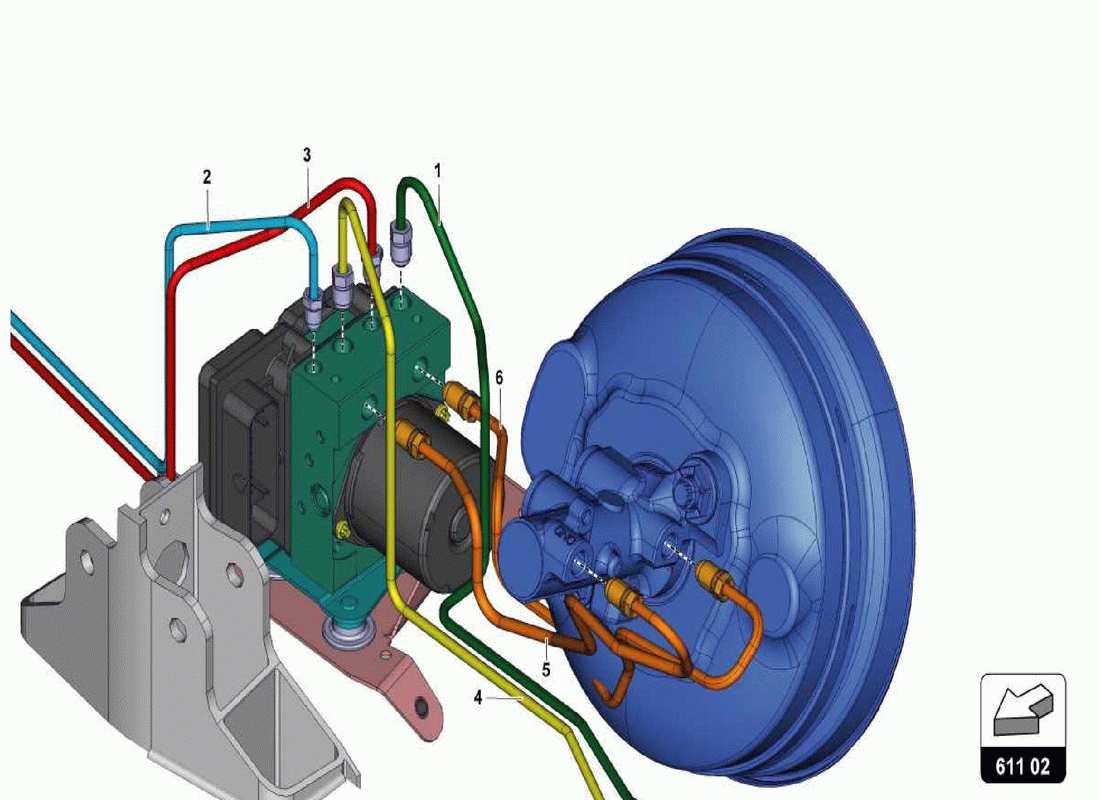 lamborghini centenario spider servofreno, tubi e sistema di depressione diagramma delle parti