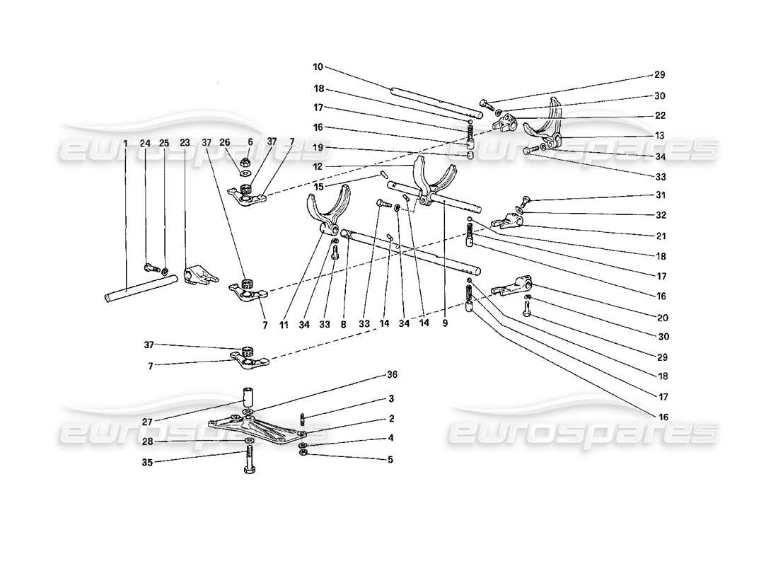 ferrari 208 turbo (1989) comandi interni del cambio diagramma delle parti