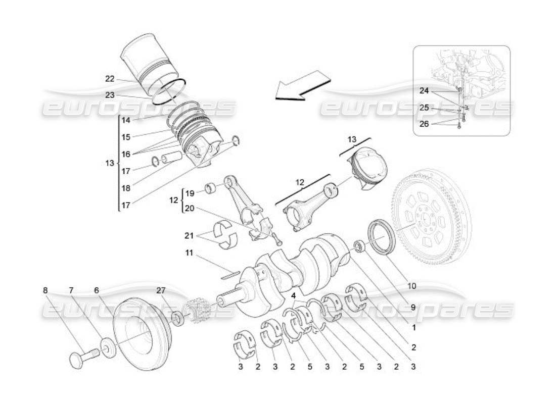 maserati qtp. (2005) 4.2 meccanismo a manovella diagramma delle parti