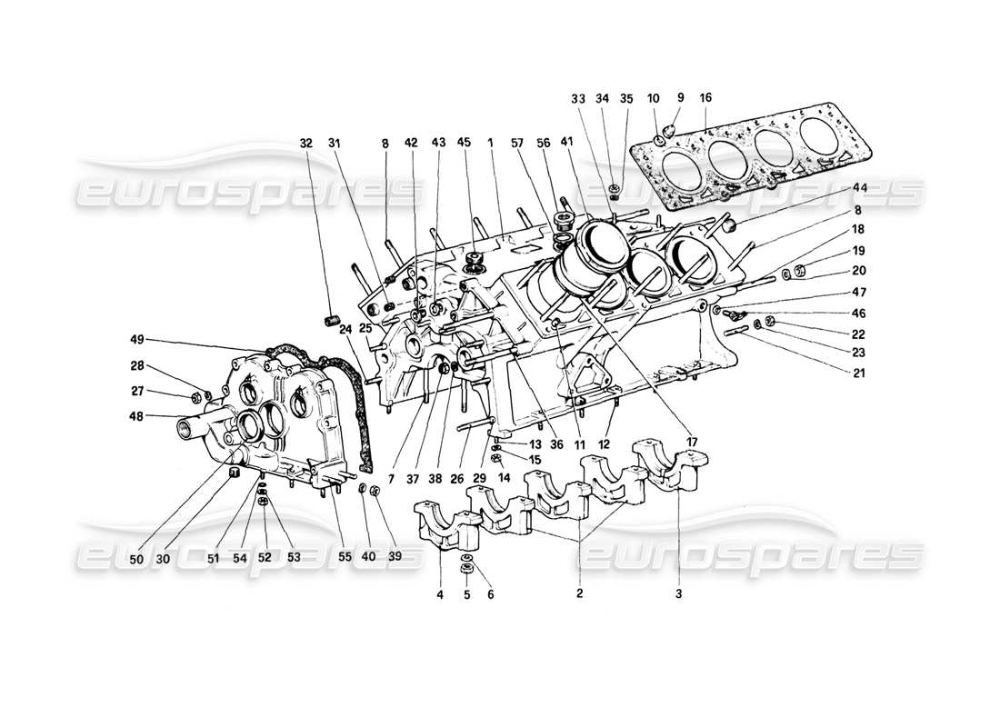 ferrari mondial 8 (1981) schema delle parti del basamento