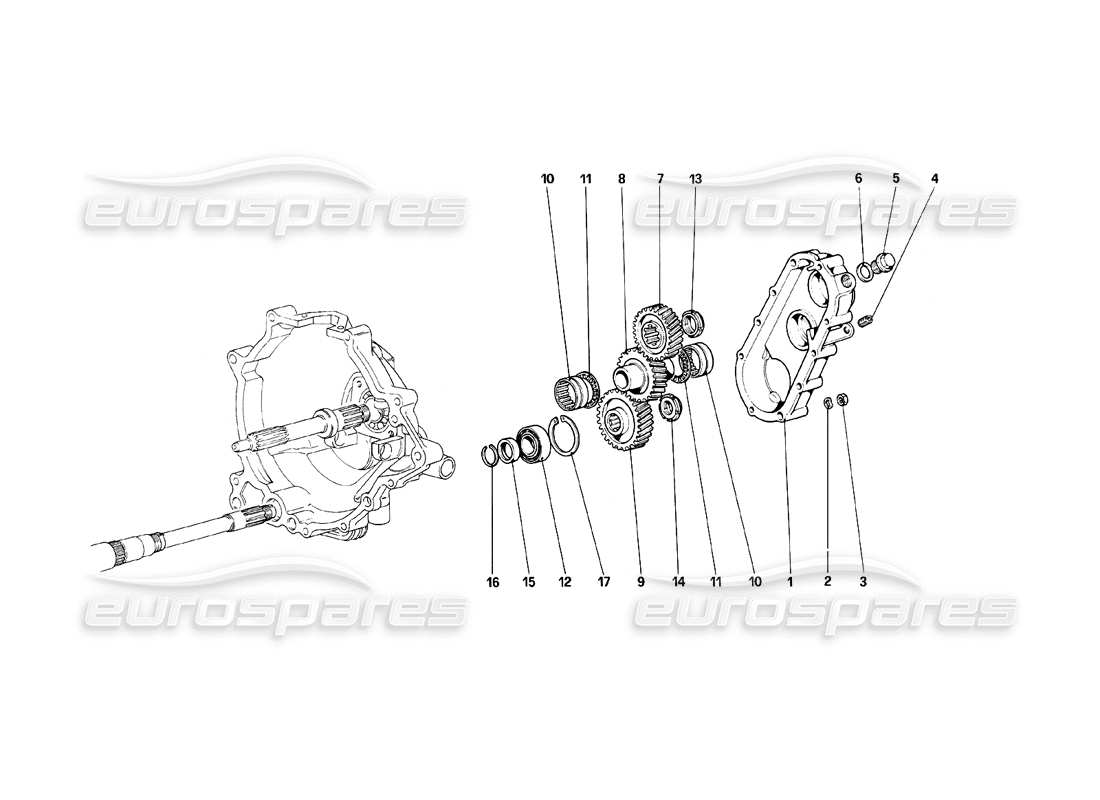 ferrari mondial 8 (1981) trasmissione del cambio diagramma delle parti