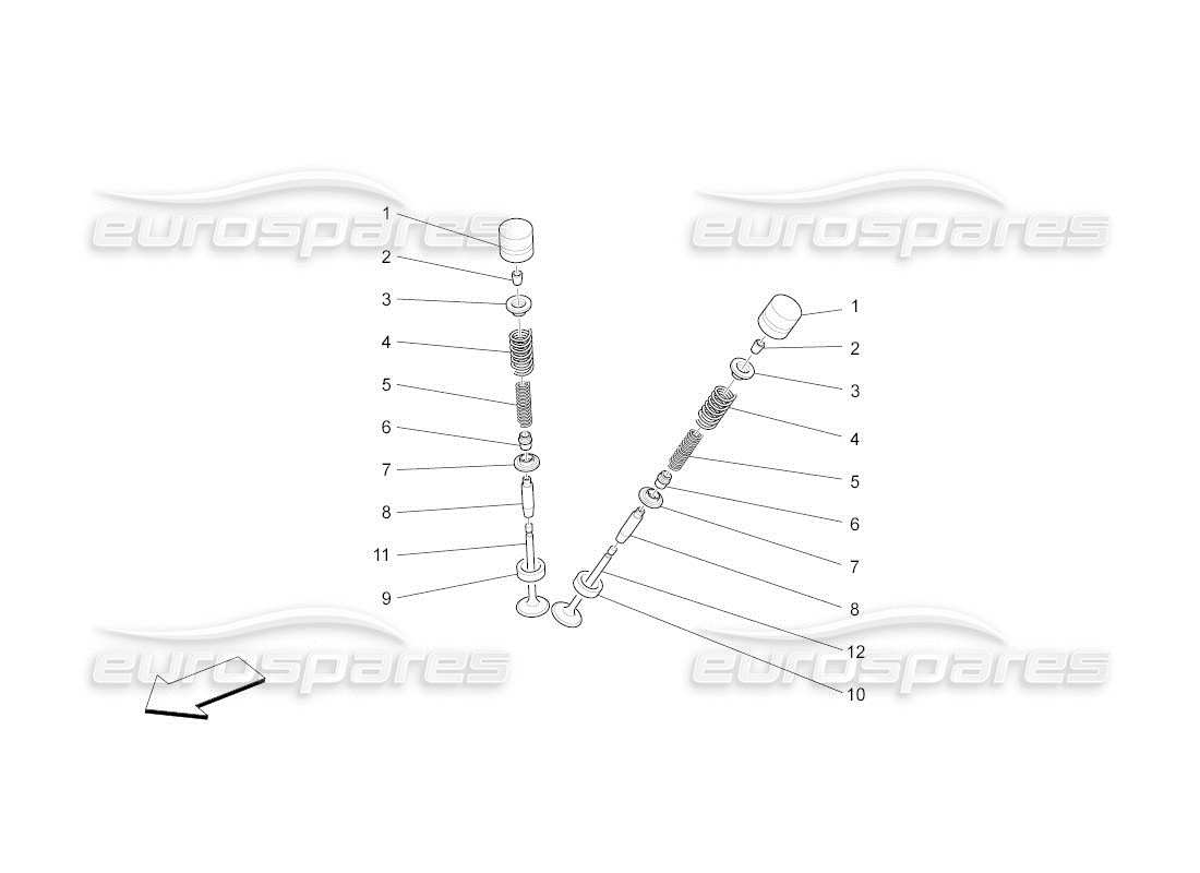 maserati qtp. (2011) 4.7 auto diagramma delle parti delle valvole