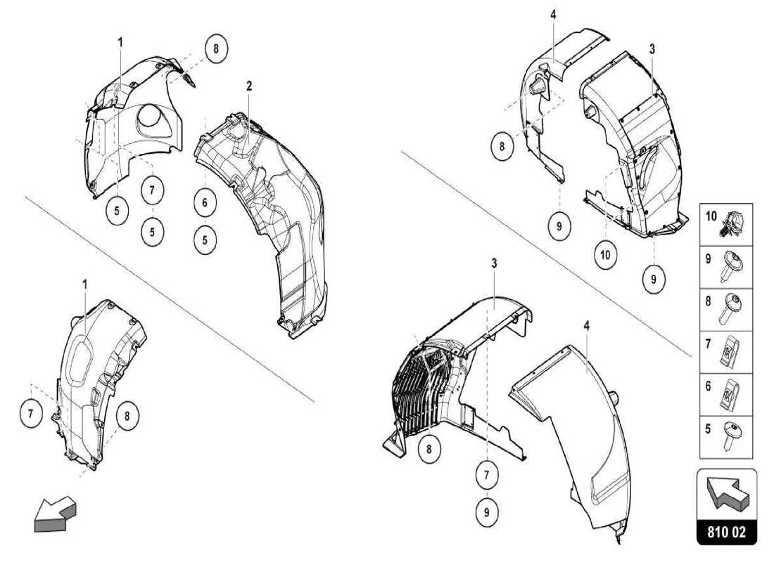 lamborghini centenario spider rivestimento passaruota diagramma delle parti