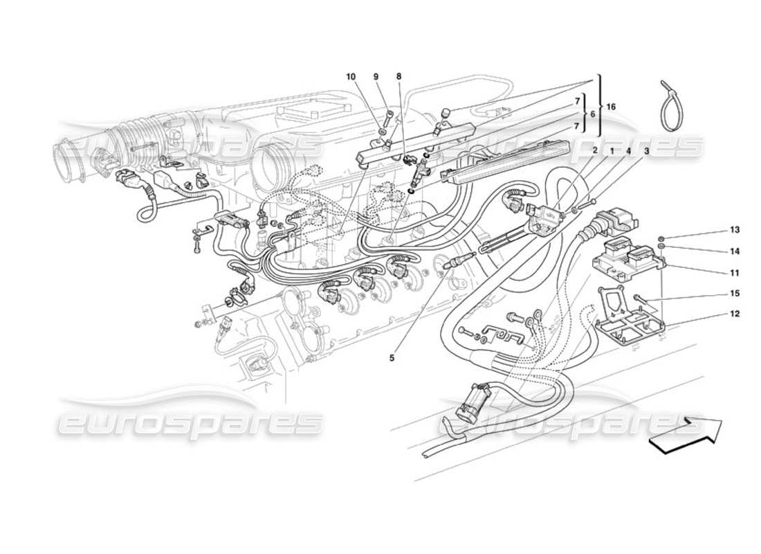 ferrari 360 challenge (2000) dispositivo di iniezione - accensione diagramma delle parti