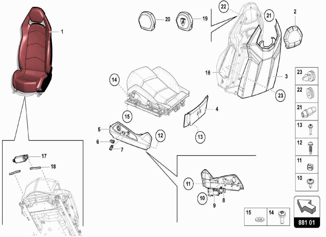 lamborghini centenario spider posti a sedere diagramma delle parti