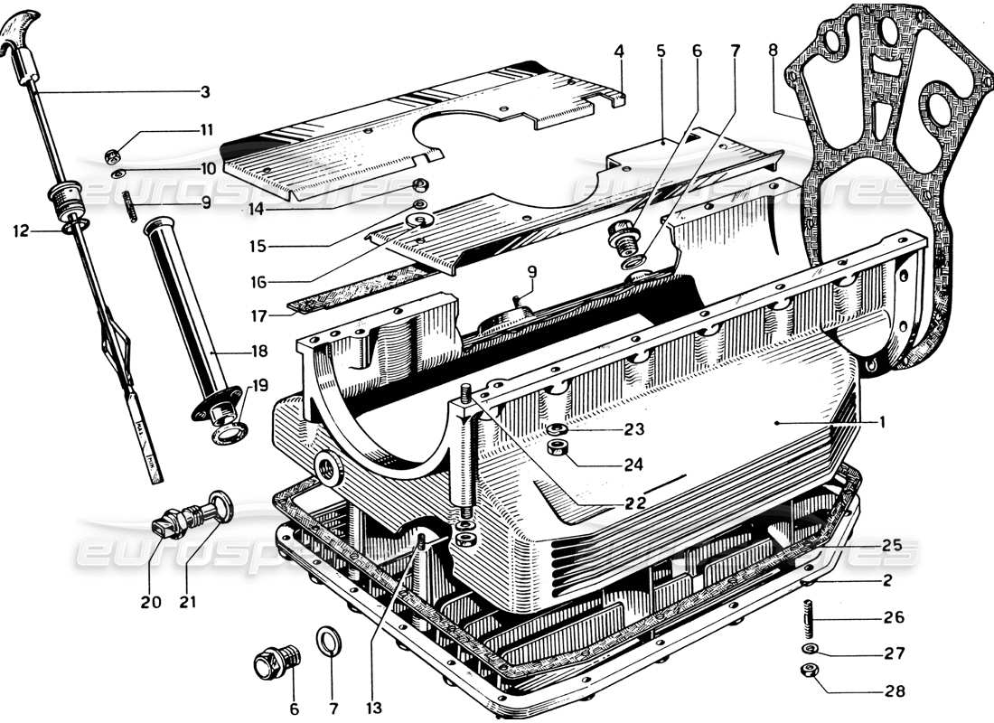 ferrari 330 gtc coupe coppa dell'olio diagramma delle parti