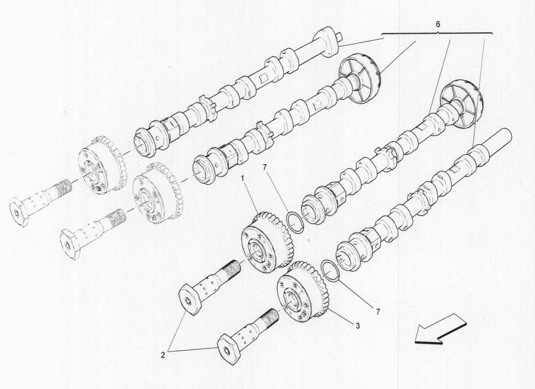 maserati qtp. v6 3.0 bt 410bhp 2wd 2017 diagramma delle parti degli alberi a camme della testata sinistra