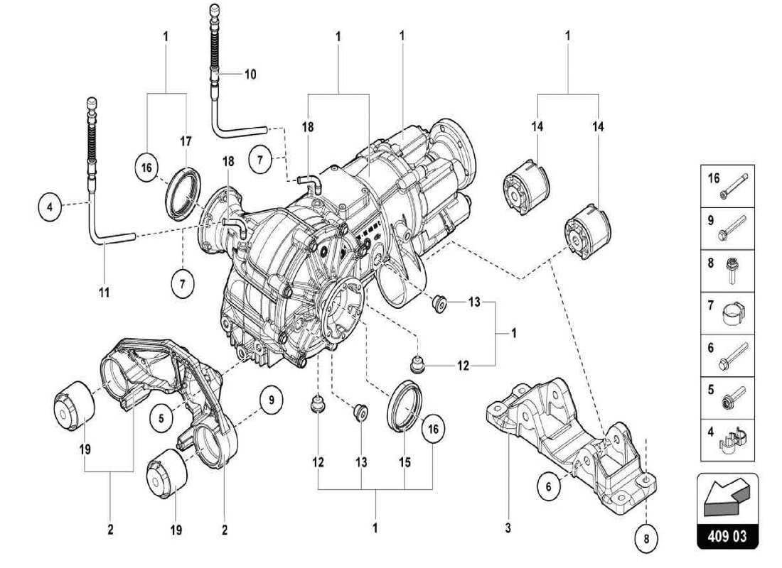 lamborghini centenario spider differenziale assale anteriore diagramma delle parti