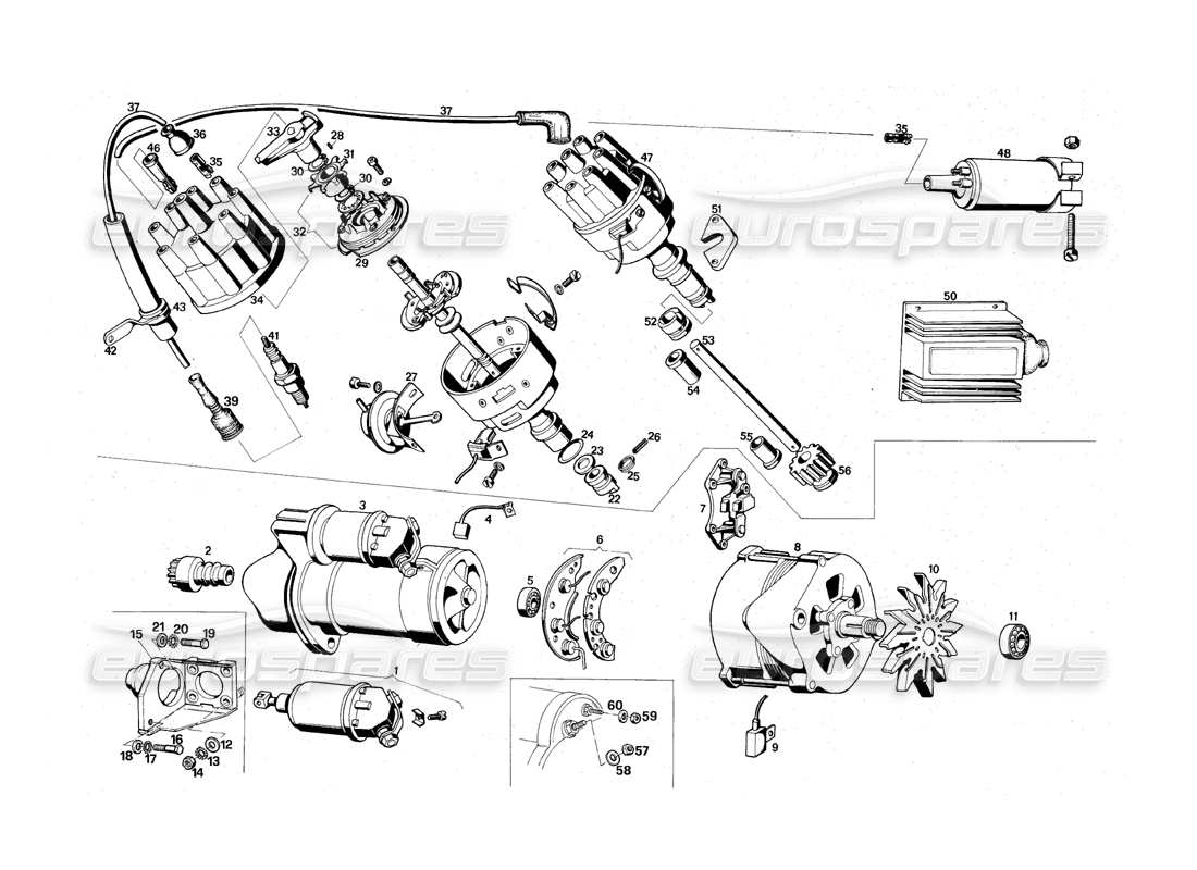 maserati qtp.v8 4.9 (s3) 1979 schema delle parti dell'apparecchiatura elettrica