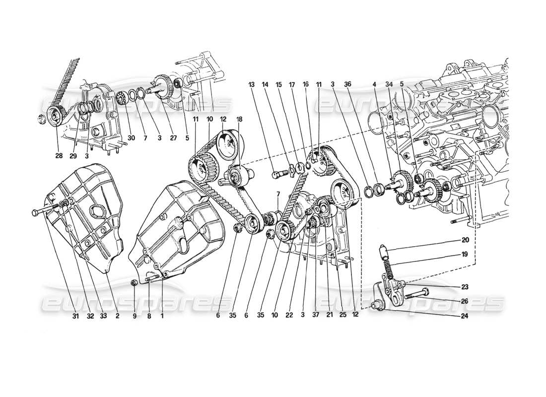 ferrari 308 gtb (1980) sistema di cronometraggio - diagramma delle parti dei controlli