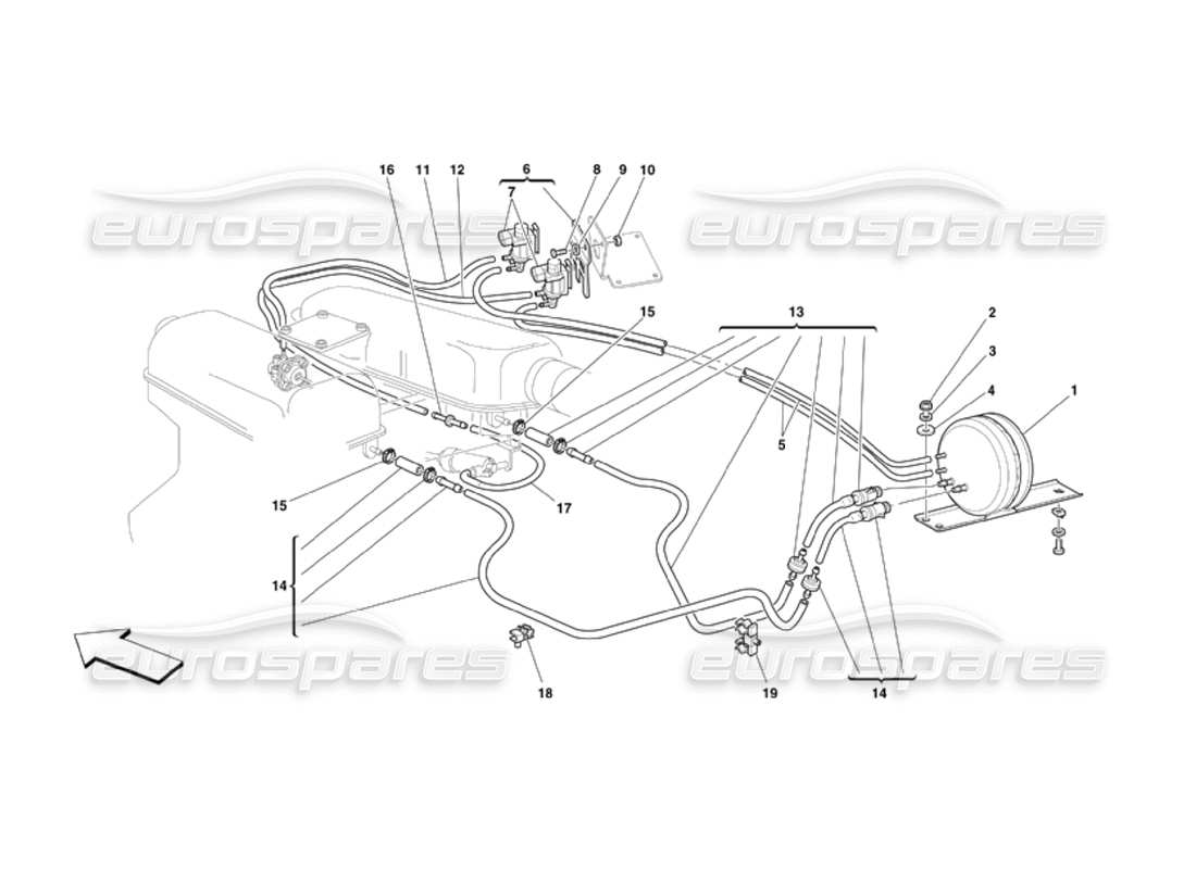 ferrari 360 challenge (2000) sistema di attuazione pneumatica diagramma delle parti