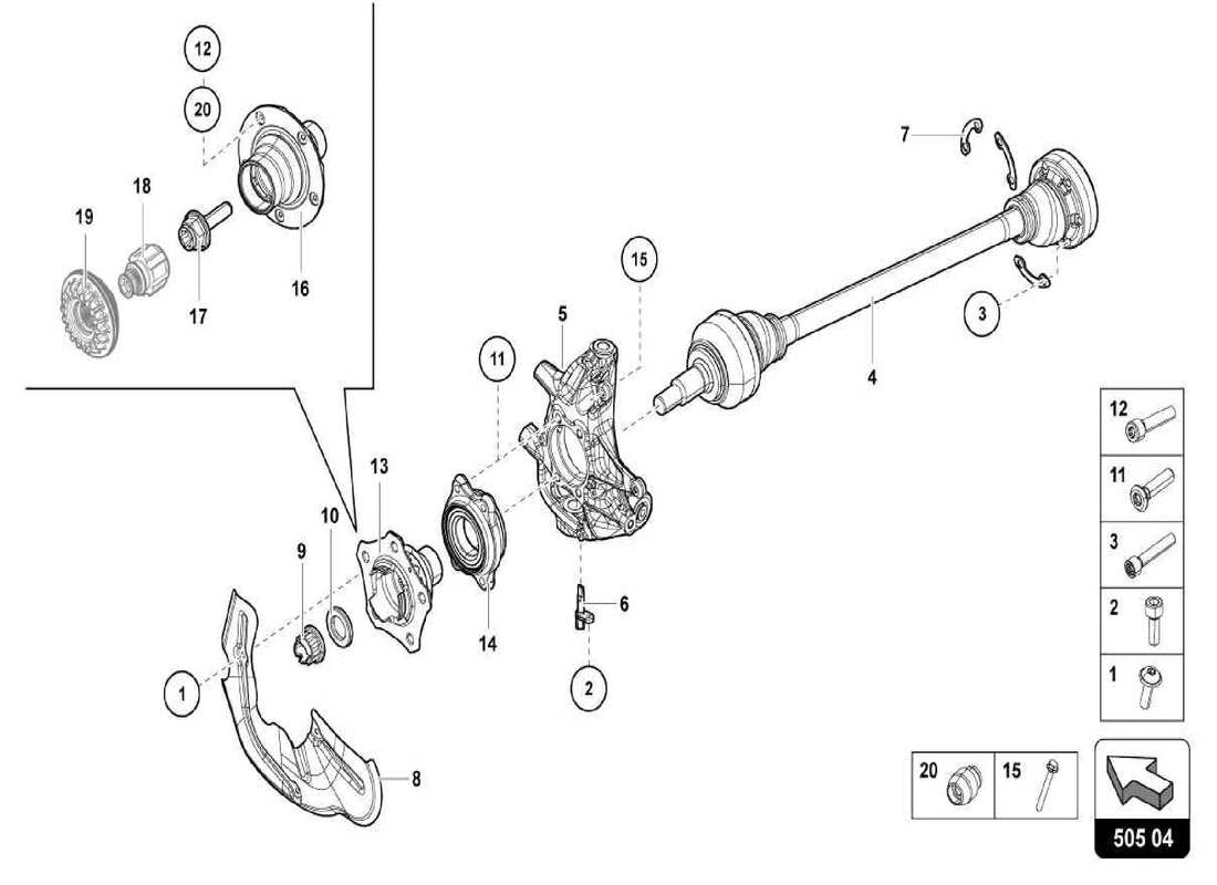 lamborghini centenario spider albero assale posteriore diagramma delle parti