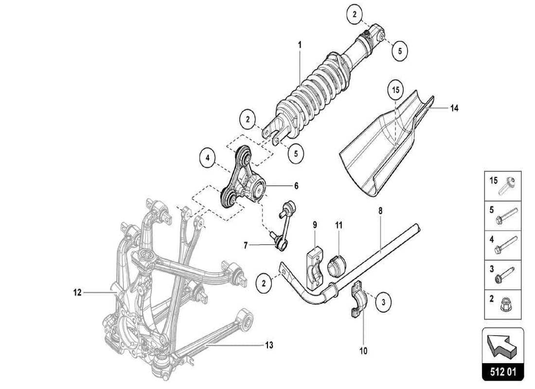 lamborghini centenario spider sospensione posteriore diagramma delle parti