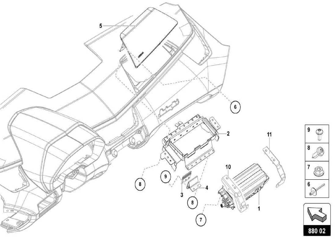 lamborghini centenario spider unità airbag diagramma delle parti