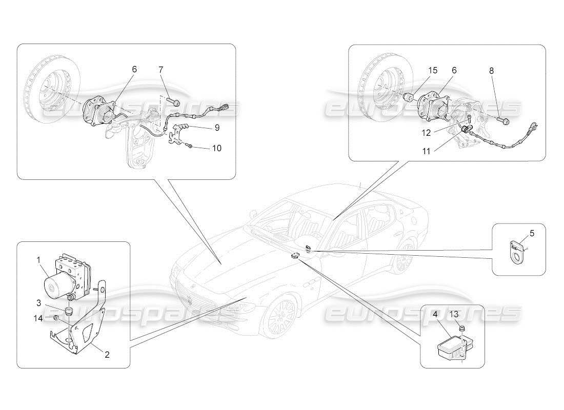 maserati qtp. (2011) 4.7 auto diagramma delle parti dei sistemi di controllo della frenatura