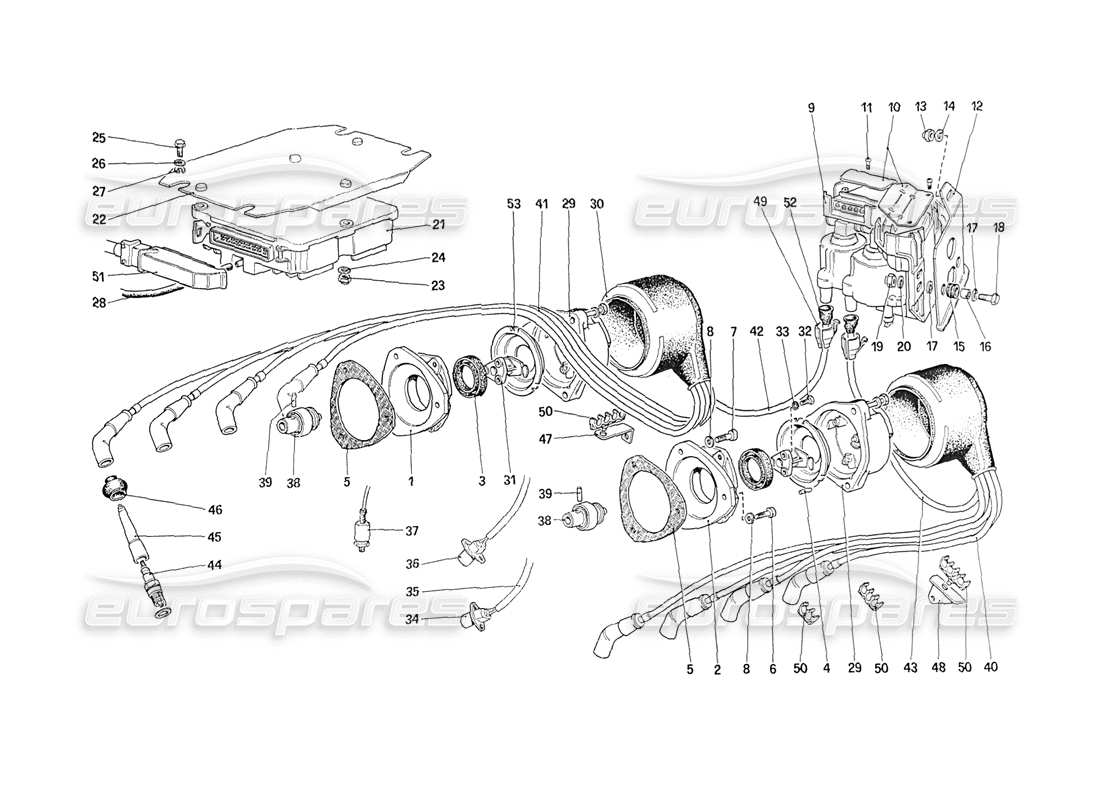 ferrari 208 turbo (1989) accensione del motore diagramma delle parti