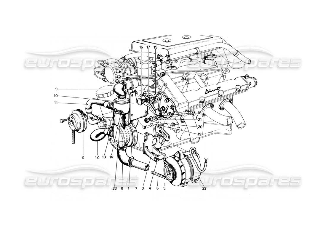 ferrari 246 dino (1975) aria condizionata e altre parti diagramma delle parti