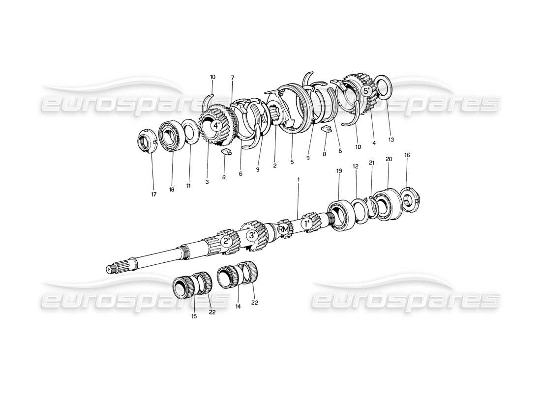 ferrari 246 dino (1975) ingranaggio dell'albero principale diagramma delle parti