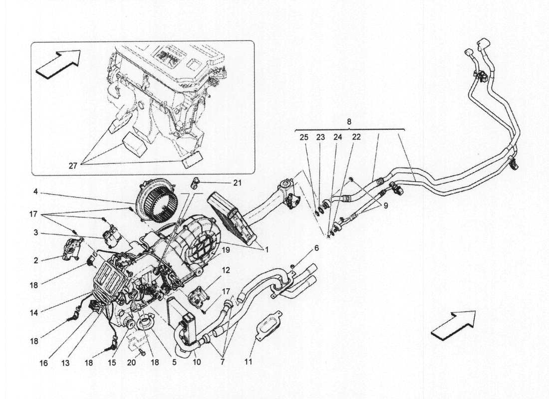 maserati qtp. v6 3.0 bt 410bhp 2wd 2017 unità ac: schema delle parti dispositivi tunnel