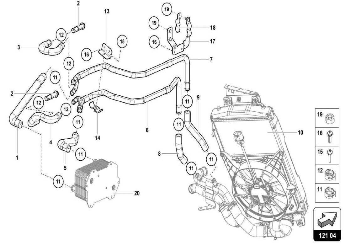 lamborghini centenario spider sistema di raffreddamento ad acqua diagramma delle parti