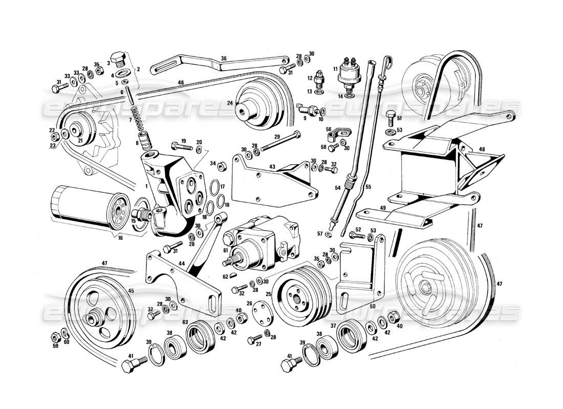 maserati qtp.v8 4.9 (s3) 1979 schema delle parti di cinghie e pulegge