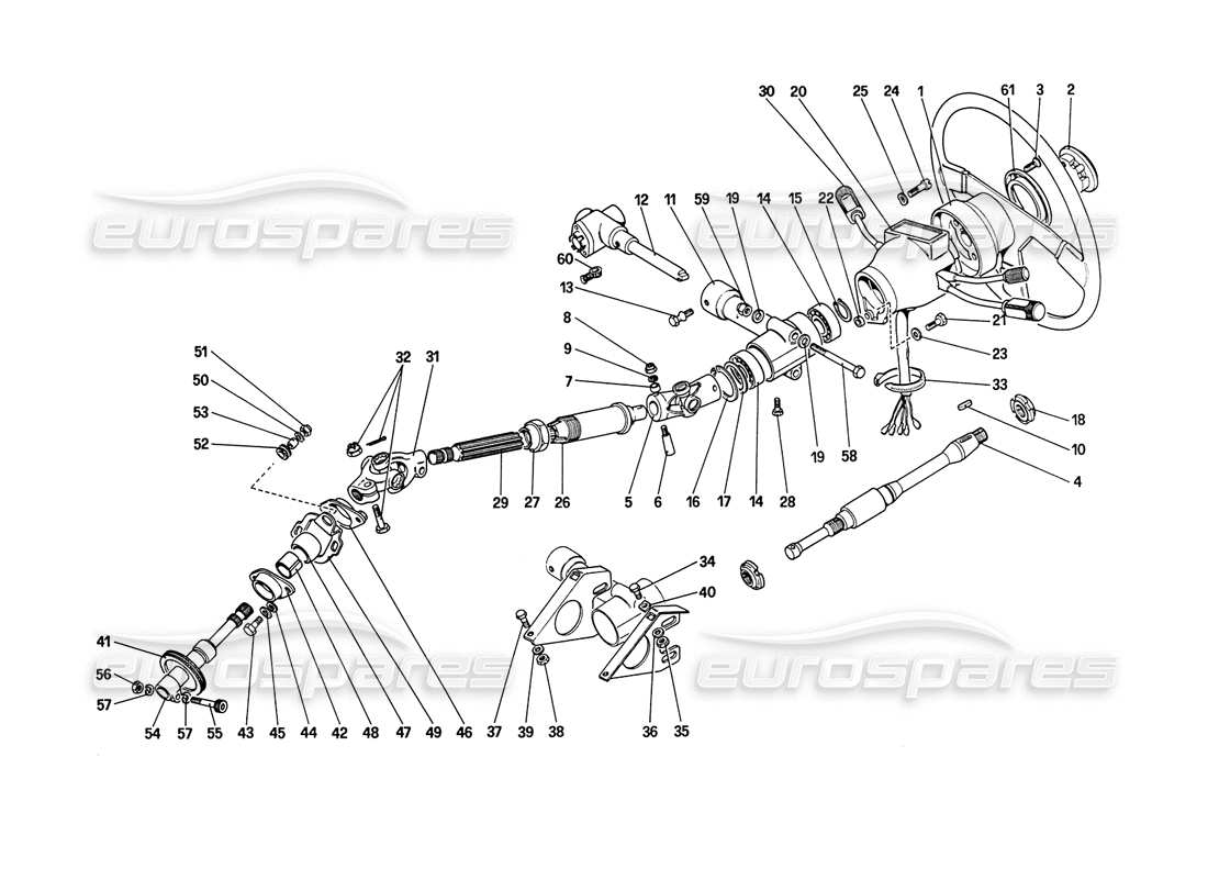 ferrari 208 turbo (1989) piantone dello sterzo diagramma delle parti