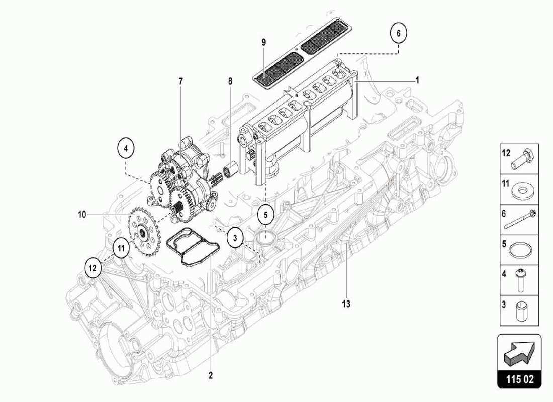 lamborghini centenario spider pompa dell'olio diagramma delle parti