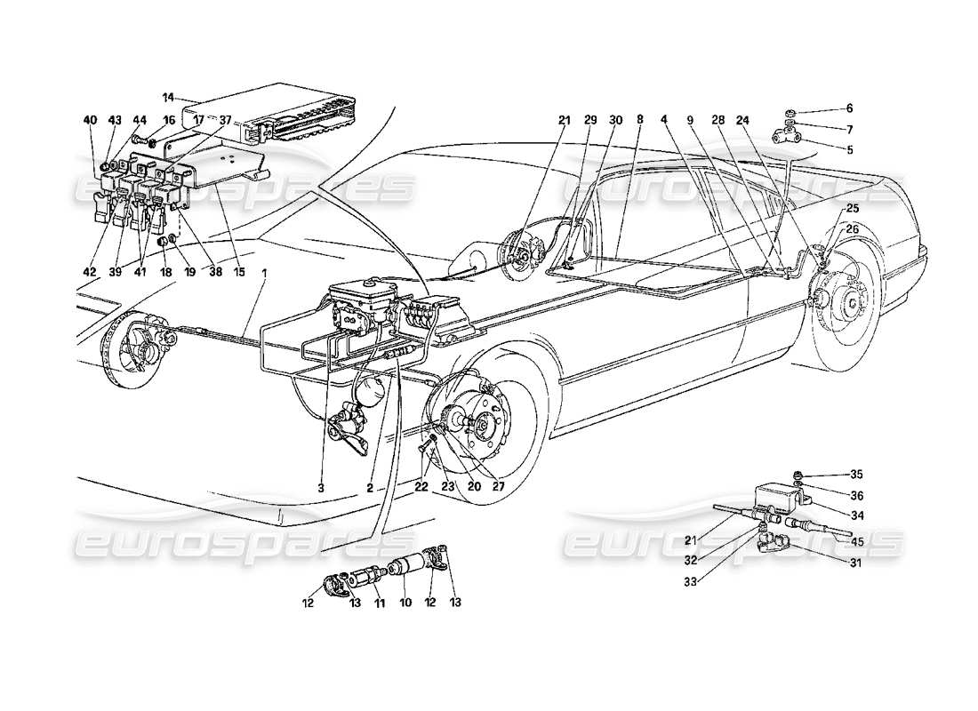 ferrari 208 turbo (1989) schema delle parti del sistema antiscivolo