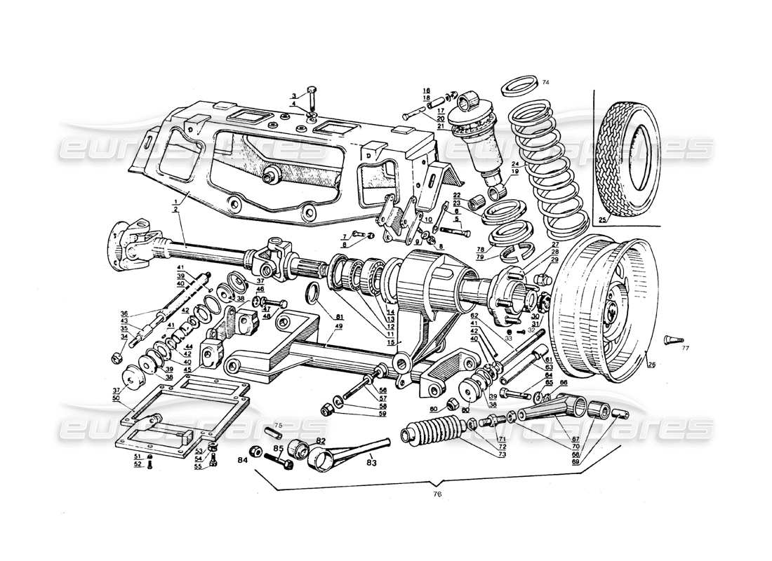 maserati qtp.v8 4.9 (s3) 1979 sospensione posteriore diagramma delle parti