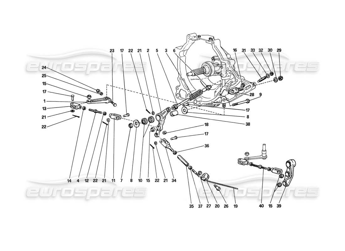 ferrari 308 gtb (1980) schema delle parti del controllo operativo della frizione