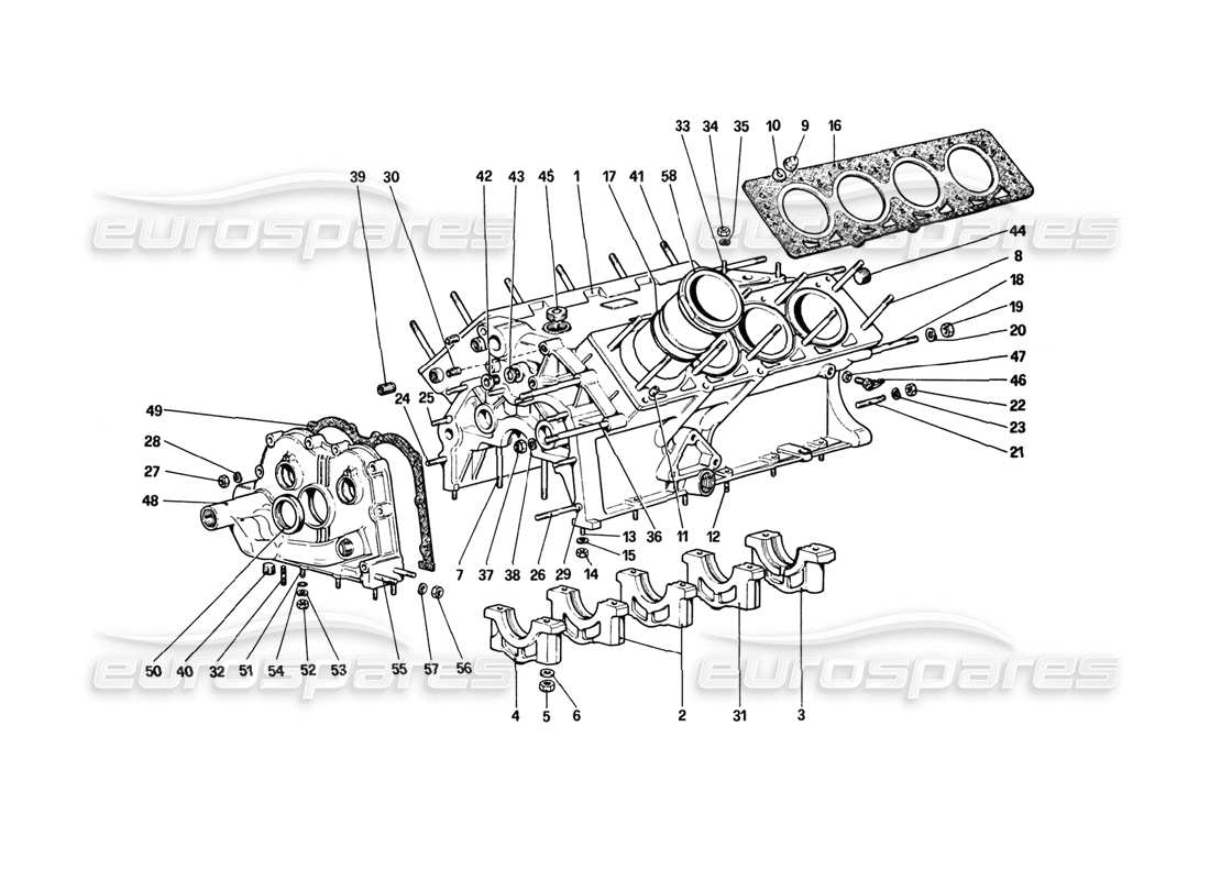 ferrari 308 gtb (1980) schema delle parti del basamento