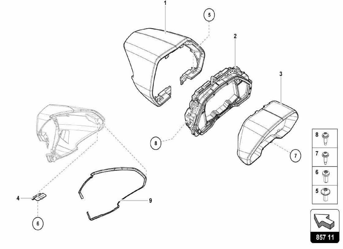 lamborghini centenario spider strumento combinato diagramma delle parti