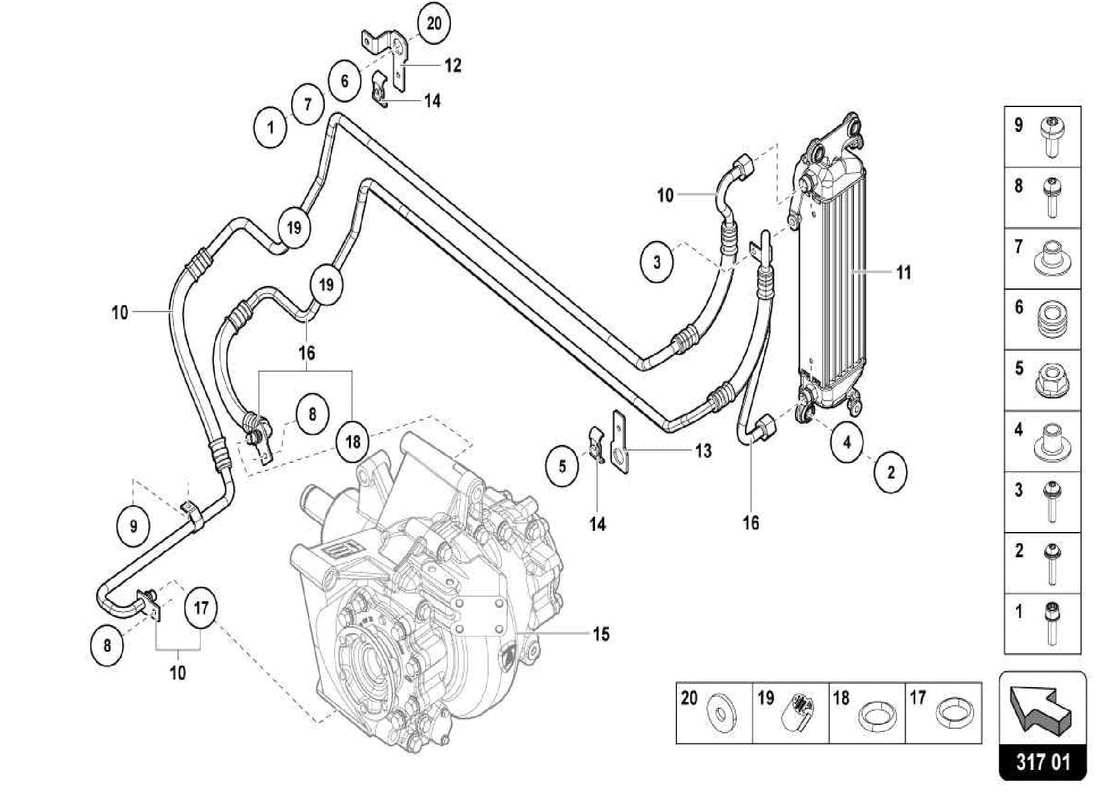 lamborghini centenario spider raffreddatore dell'olio diagramma delle parti